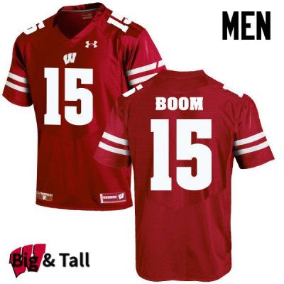 Men's Wisconsin Badgers NCAA #15 Danny Vanden Boom Red Authentic Under Armour Big & Tall Stitched College Football Jersey ZG31Q75CB